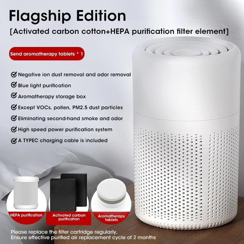 Breathe cleaner air with this compact negative ion air purifier. Removes smoke, formaldehyde, and odors—perfect for dorms, offices, or your bedroom.