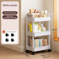White Rolling Storage Cart with Wheels – Multifunctional Utility Organizer with Open Shelves for Kitchen, Bedroom, or Office