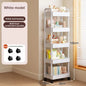 White Rolling Storage Cart with Wheels – Multifunctional Utility Organizer with Open Shelves for Kitchen, Bedroom, or Office