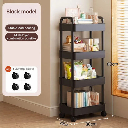 White Rolling Storage Cart with Wheels – Multifunctional Utility Organizer with Open Shelves for Kitchen, Bedroom, or Office